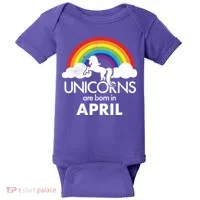 Unicorns Are Born In April Baby Bodysuit thumb 0