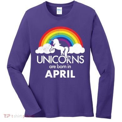 Unicorns Are Born In April Women's Long Sleeve Shirt