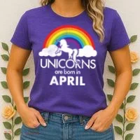 Unicorns Are Born In April Women's T-Shirt thumb 2