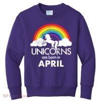 Unicorns Are Born In April Kids Sweatshirt thumb 0