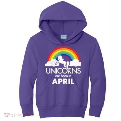 Unicorns Are Born In April Kids Hoodie