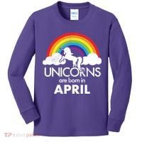 Unicorns Are Born In April Kids Long Sleeve Shirt thumb 0