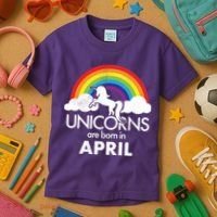 Unicorns Are Born In April Kids T-Shirt thumb 3
