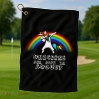 Unicorns are Born in August Birthday Golf Towel thumb 1