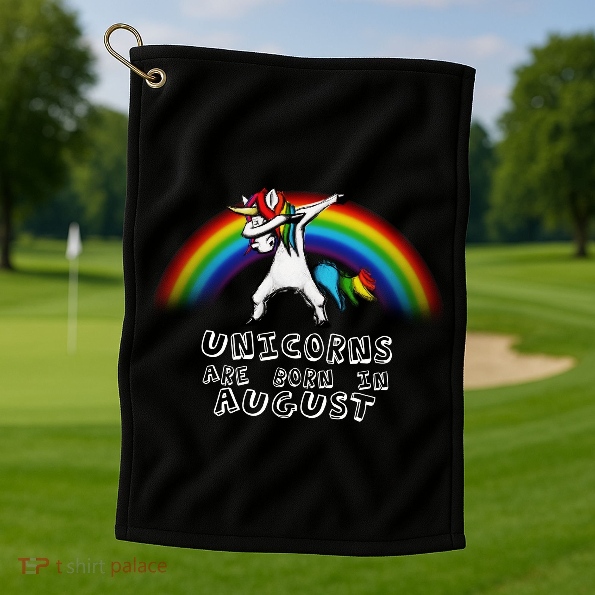 Unicorns are Born in August Birthday Golf Towel