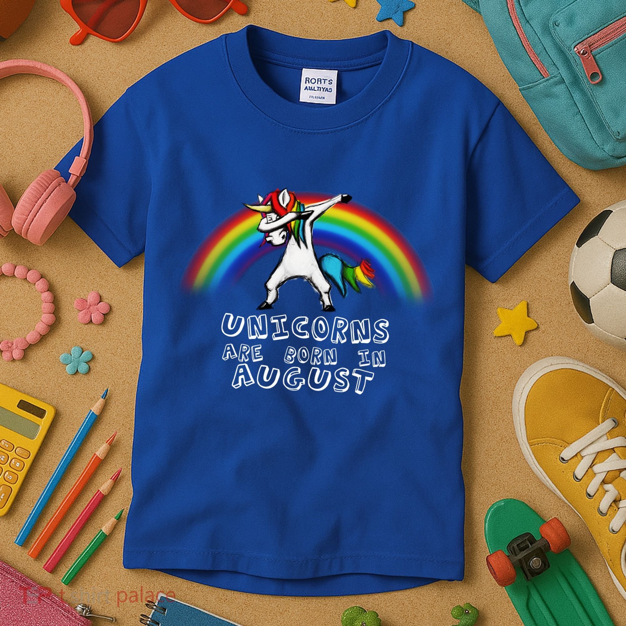 Unicorns are Born in August Birthday Kids T-Shirt