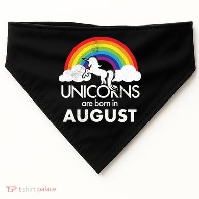 Unicorns Are Born In August Rainbow Retro USA-Made Doggie Bandana