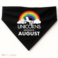 Unicorns Are Born In August Rainbow Retro USA-Made Doggie Bandana thumb 0