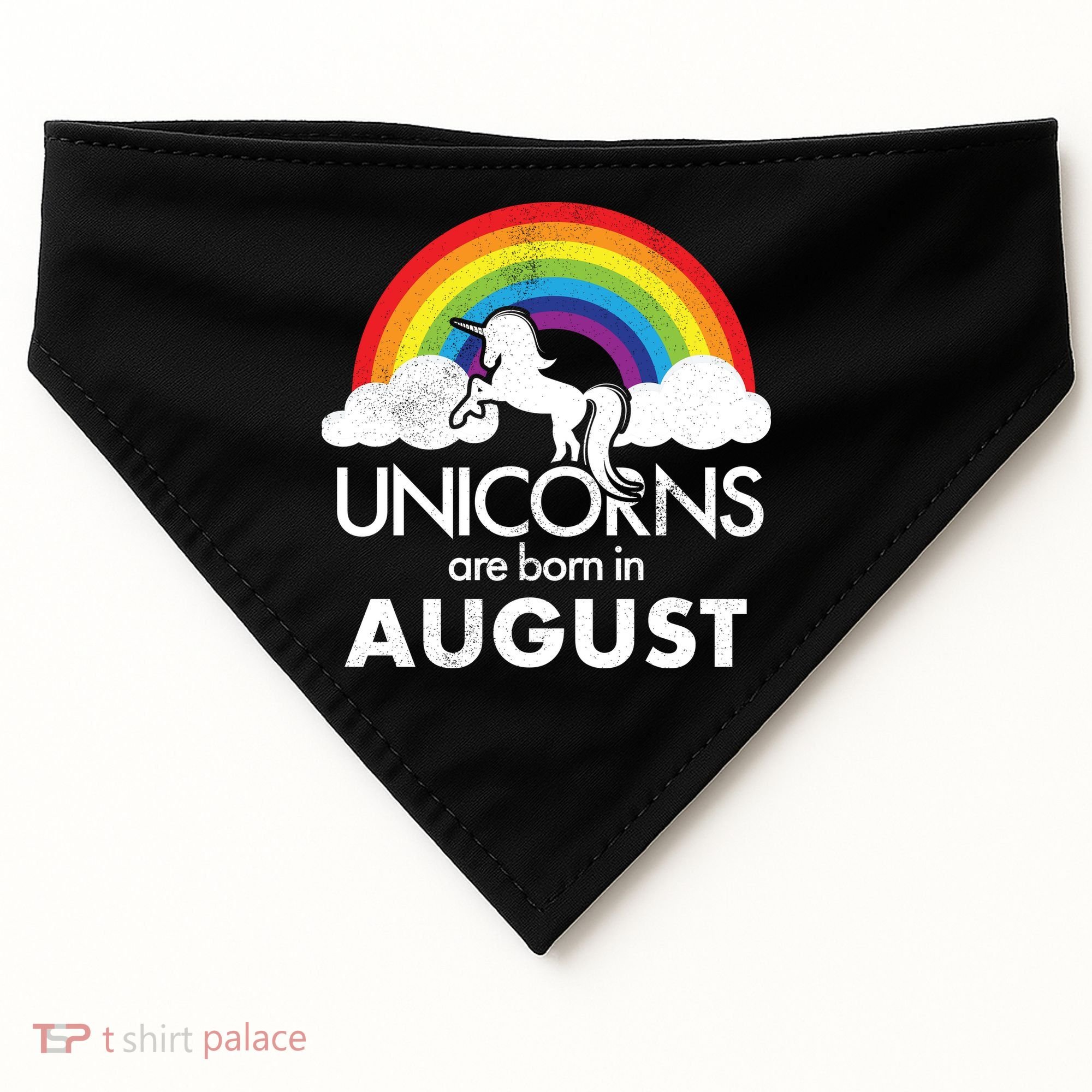 Unicorns Are Born In August Rainbow Retro USA-Made Doggie Bandana