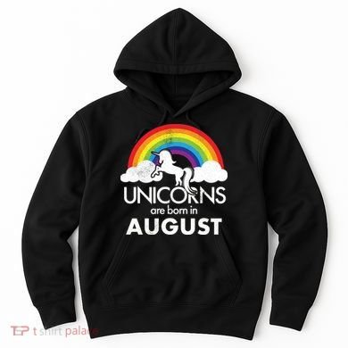 Unicorns Are Born In August Rainbow Retro Hoodie