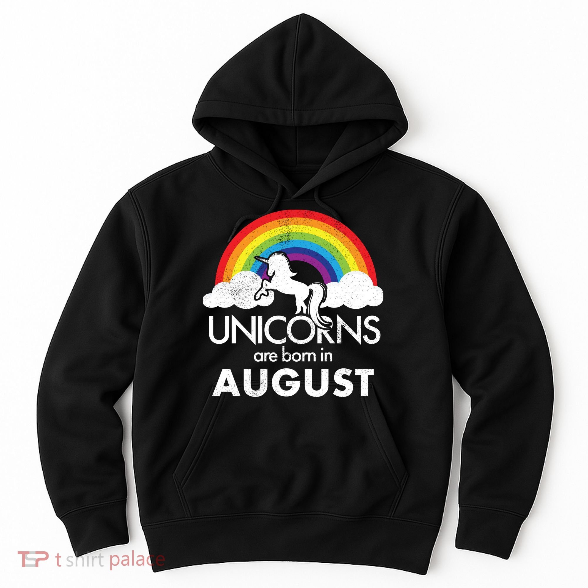 Unicorns Are Born In August Rainbow Retro Hoodie