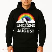 Unicorns Are Born In August Rainbow Retro Hoodie thumb 2