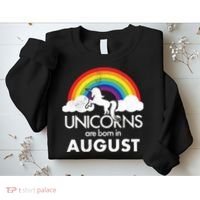 Unicorns Are Born In August Rainbow Retro Sweatshirt thumb 2