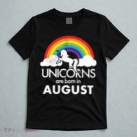 Unicorns Are Born In August Rainbow Retro T-Shirt thumb 5