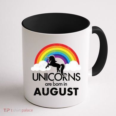Unicorns Are Born In August Rainbow Retro Coffee Mug back