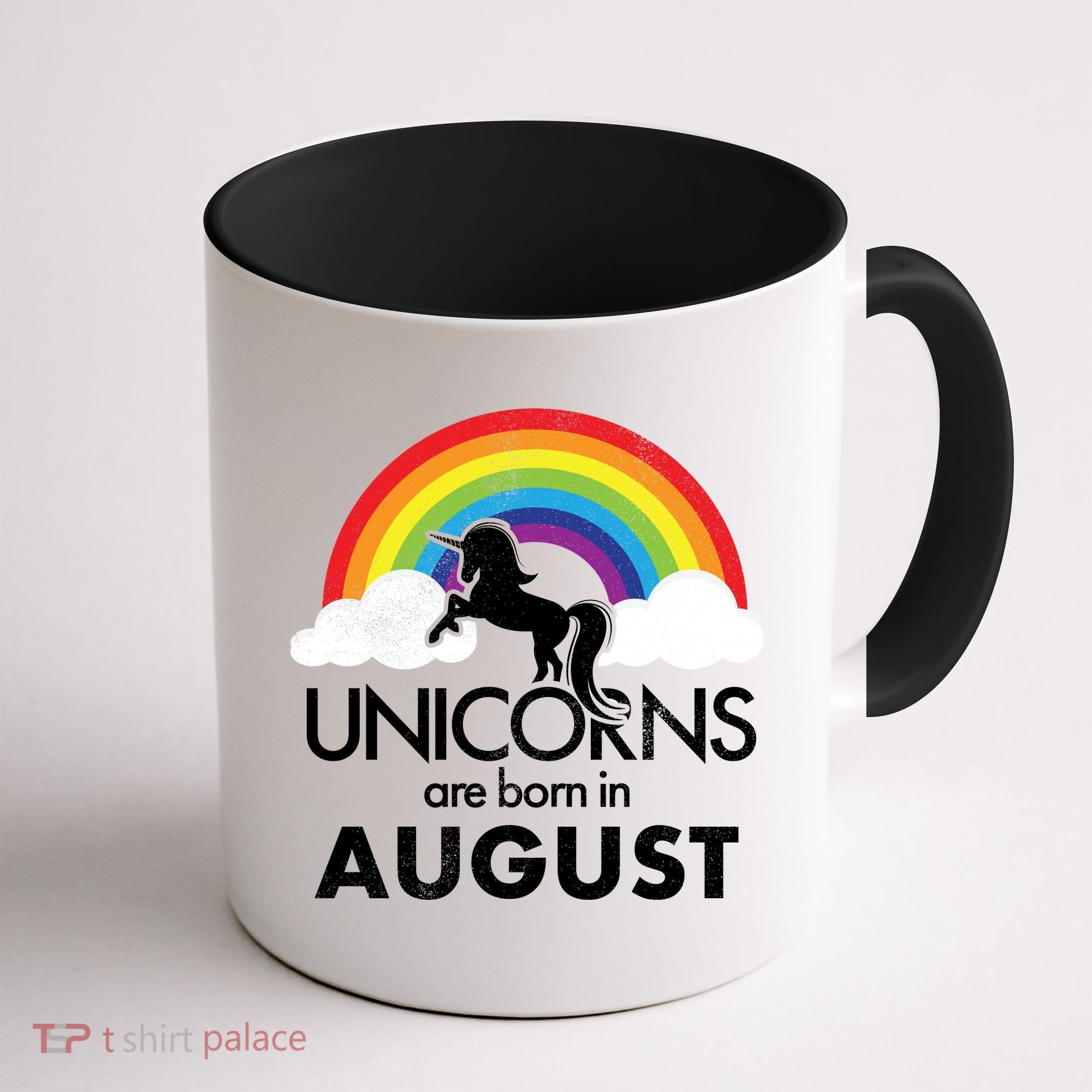 Unicorns Are Born In August Rainbow Retro Coffee Mug