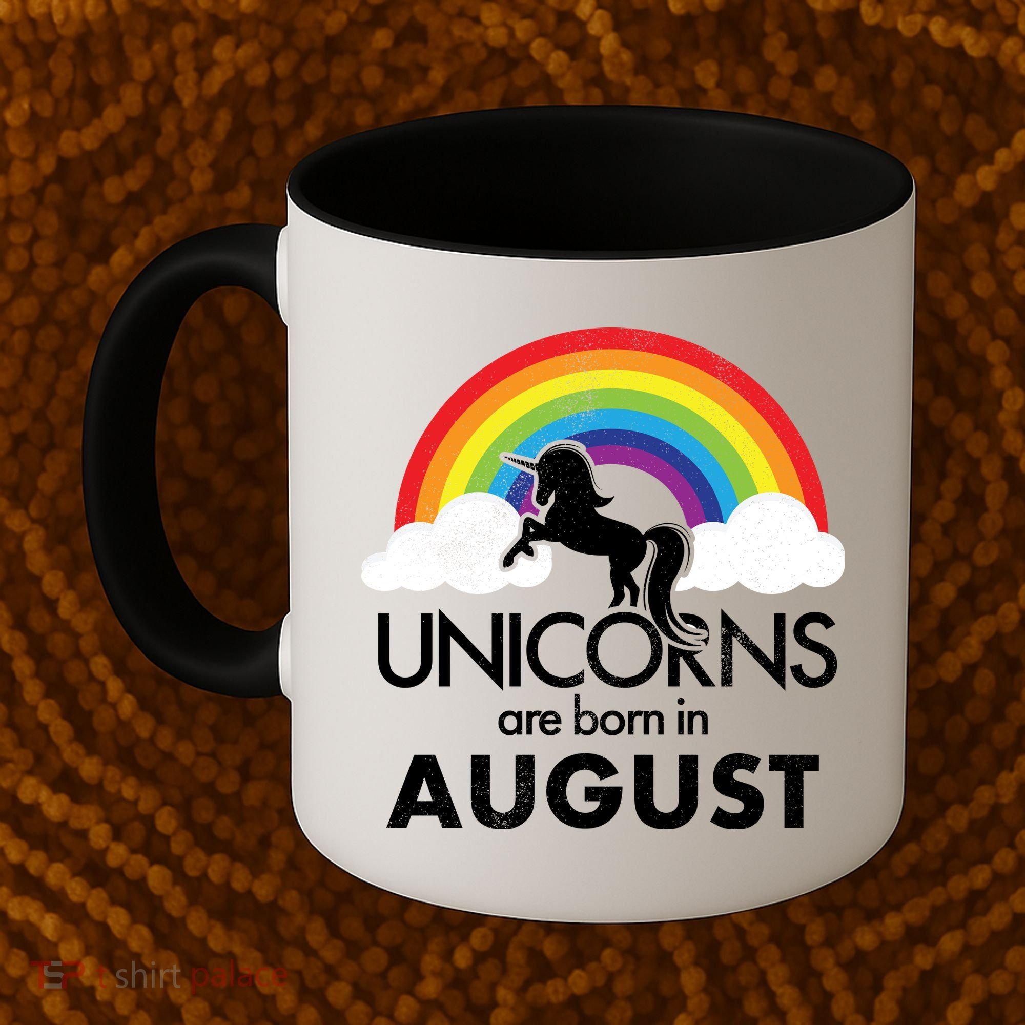Unicorns Are Born In August Rainbow Retro Coffee Mug