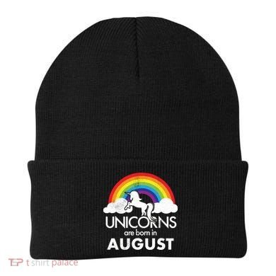 Unicorns Are Born In August Rainbow Retro Beanie