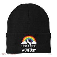 Unicorns Are Born In August Rainbow Retro Beanie thumb 0