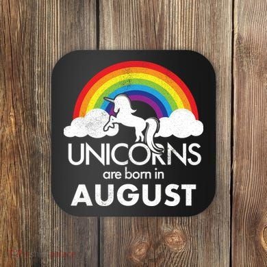 Unicorns Are Born In August Rainbow Retro Coaster