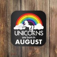Unicorns Are Born In August Rainbow Retro Coaster thumb 0