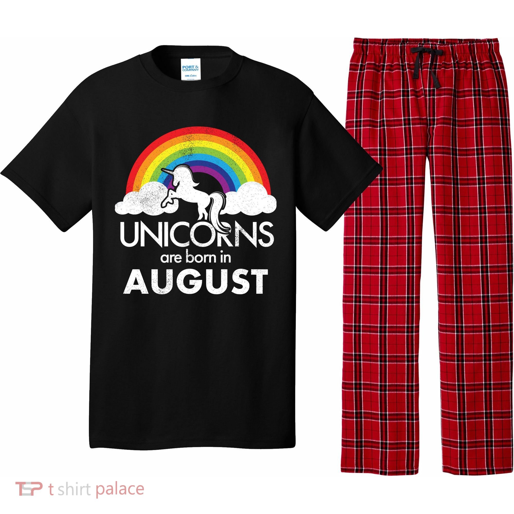 Unicorns Are Born In August Rainbow Retro Pajama Set