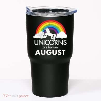 Unicorns Are Born In August Rainbow Retro Tumbler
