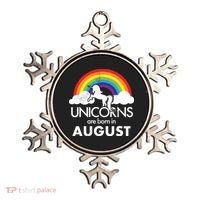 Unicorns Are Born In August Rainbow Retro Ornament thumb 0