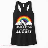 Unicorns Are Born In August Rainbow Retro Women's Tank Top thumb 0