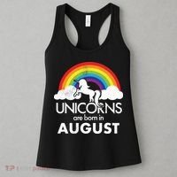 Unicorns Are Born In August Rainbow Retro Women's Tank Top thumb 3