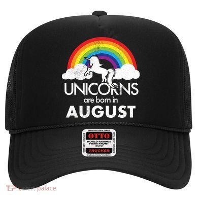Unicorns Are Born In August Rainbow Retro Hat