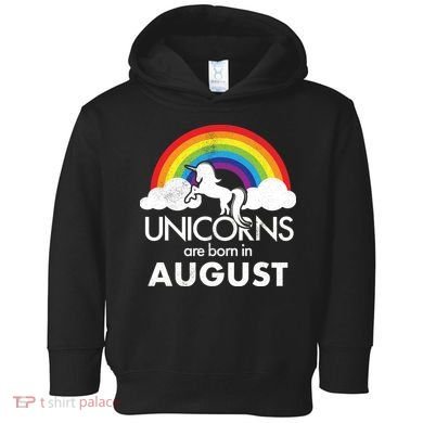 Unicorns Are Born In August Rainbow Retro Toddler Hoodie
