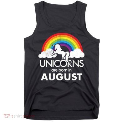 Unicorns Are Born In August Rainbow Retro Tank Top
