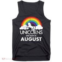 Unicorns Are Born In August Rainbow Retro Tank Top thumb 0