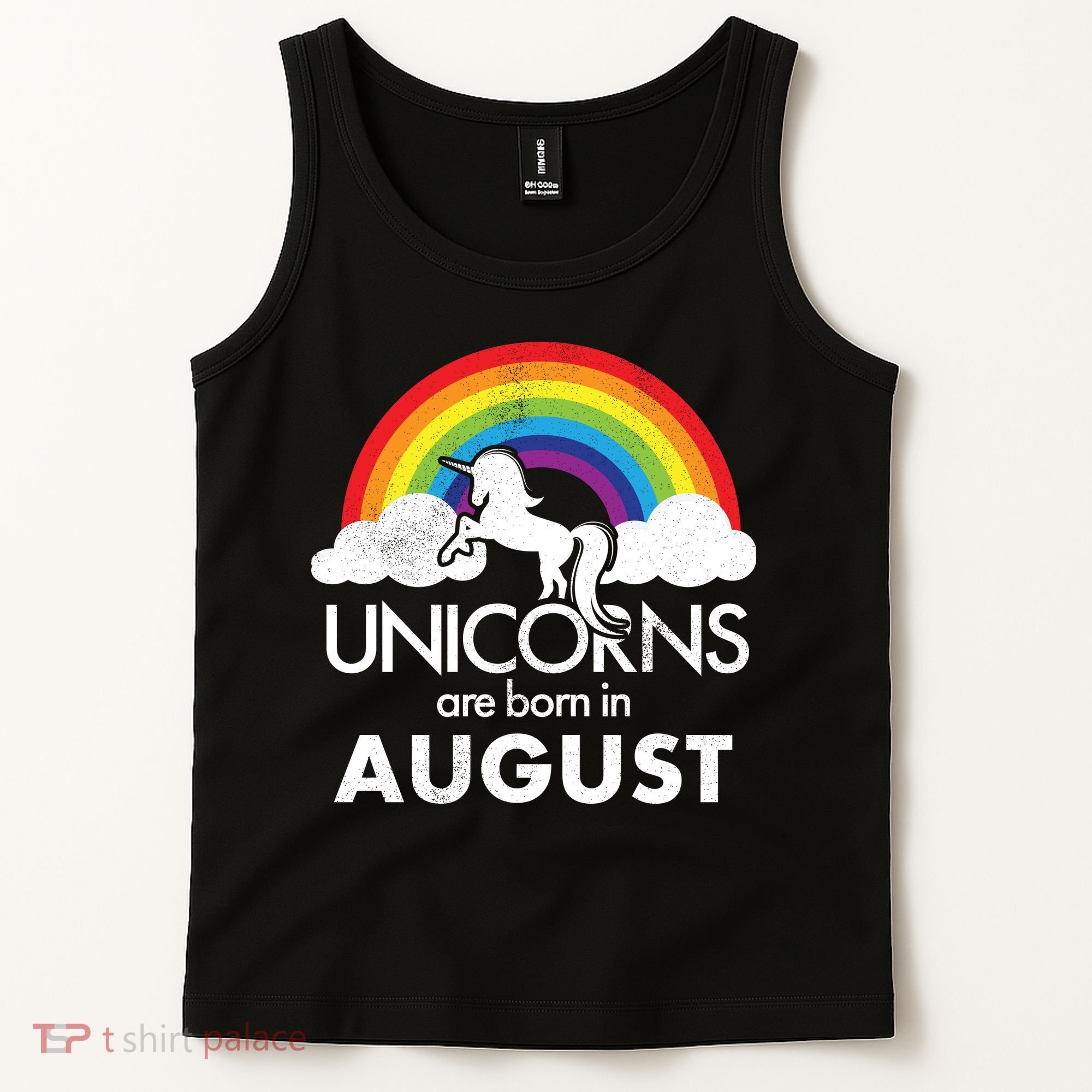 Unicorns Are Born In August Rainbow Retro Tank Top