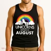 Unicorns Are Born In August Rainbow Retro Tank Top thumb 3