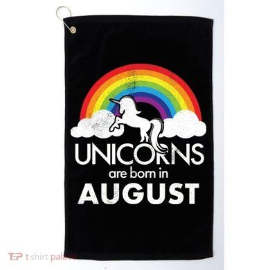 Unicorns Are Born In August Rainbow Retro Golf Towel