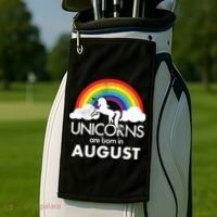 Unicorns Are Born In August Rainbow Retro Golf Towel thumb 2