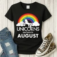 Unicorns Are Born In August Rainbow Retro Women's T-Shirt thumb 3