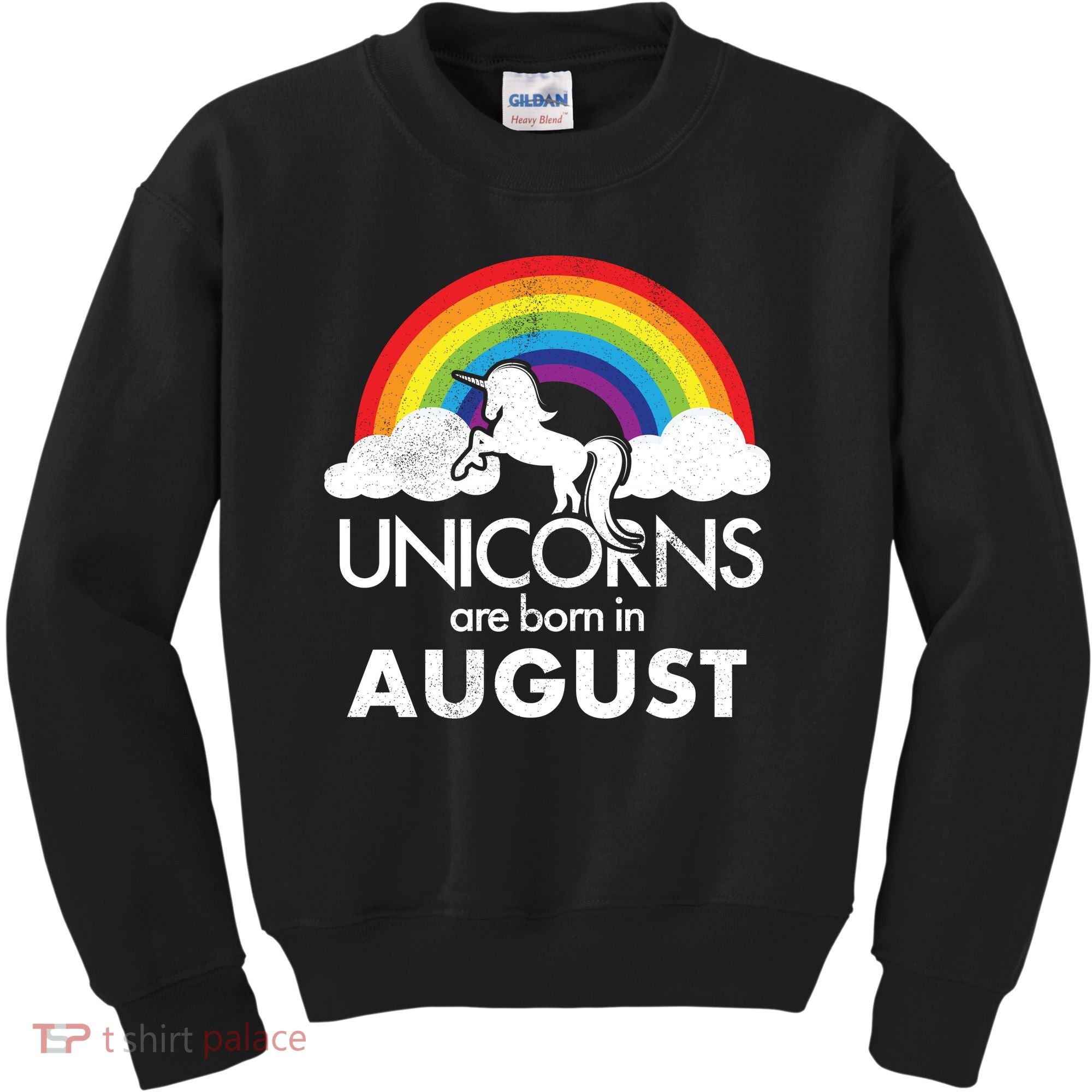 Unicorns Are Born In August Rainbow Retro Kids Sweatshirt