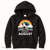Unicorns Are Born In August Rainbow Retro Kids Hoodie thumb 0