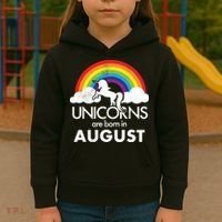 Unicorns Are Born In August Rainbow Retro Kids Hoodie thumb 3