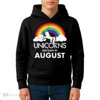Unicorns Are Born In August Rainbow Retro Kids Hoodie thumb 4