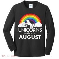 Unicorns Are Born In August Rainbow Retro Kids Long Sleeve Shirt thumb 0