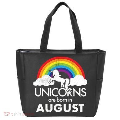 Unicorns Are Born In August Rainbow Retro Tote Bag
