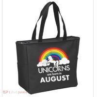 Unicorns Are Born In August Rainbow Retro Tote Bag thumb 2
