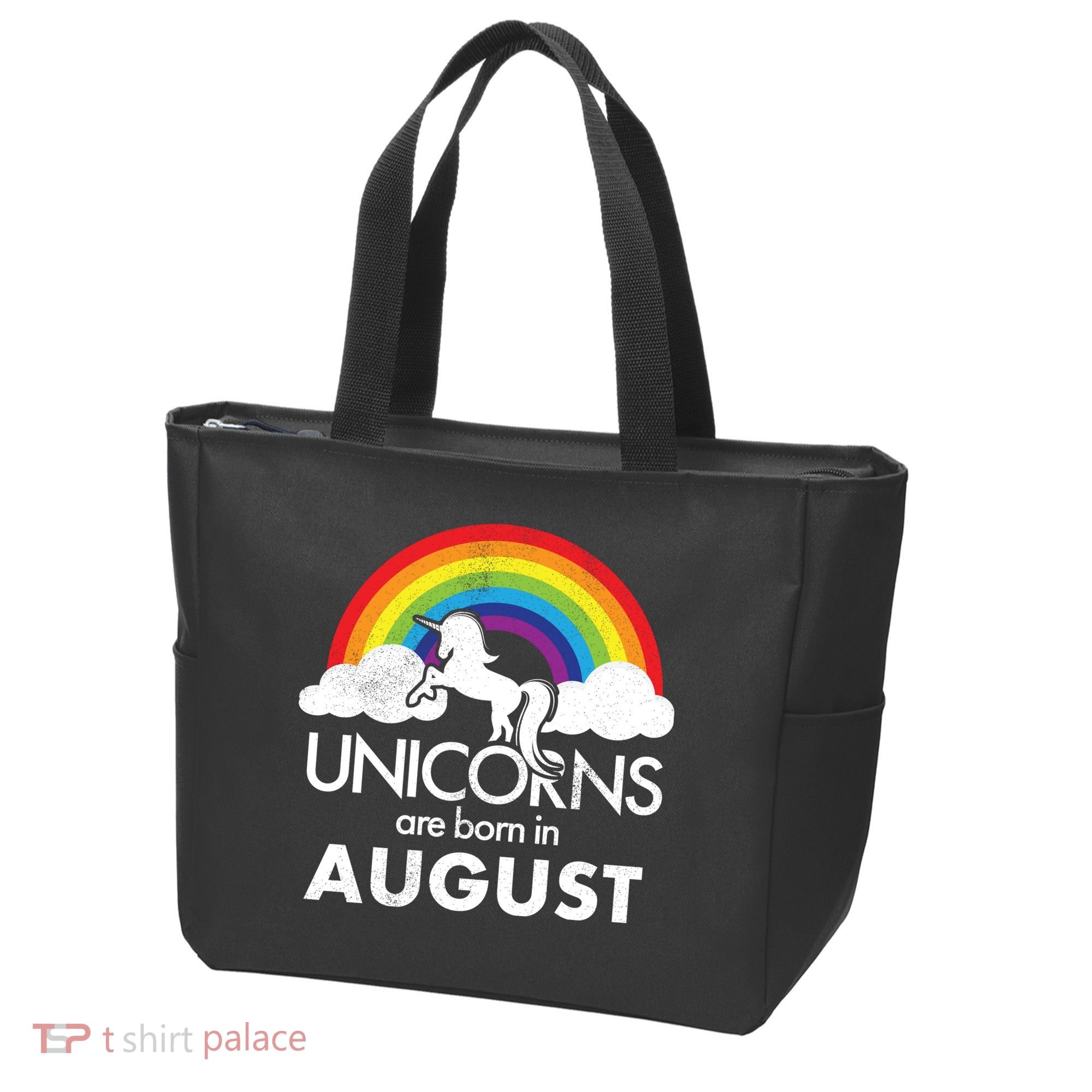 Unicorns Are Born In August Rainbow Retro Tote Bag