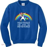 Unicorns Are Born In December Kids Sweatshirt thumb 0
