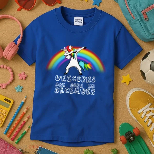Unicorns Are Born In December Kids T-Shirt