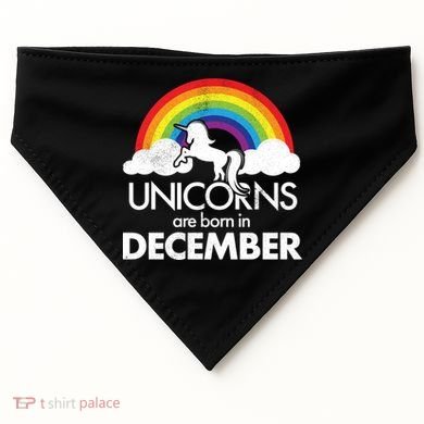 Unicorns Are Born In December Rainbow Retro USA-Made Doggie Bandana